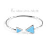 Imagen de 304 Acero Inoxidable Abierta Cuff Brazaletes Pulseras Tono de Plata Azul Cielo Punta de Flecha Elástico 18.3cm longitud, 1 Unidad