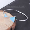 Imagen de 304 Acero Inoxidable Abierta Cuff Brazaletes Pulseras Tono de Plata Azul Cielo Punta de Flecha Elástico 18.3cm longitud, 1 Unidad