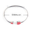 Imagen de 304 Acero Inoxidable Abierta Cuff Brazaletes Pulseras Tono de Plata Rojo Corazón Elástico 18cm longitud, 1 Unidad