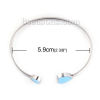 Imagen de 304 Acero Inoxidable Abierta Cuff Brazaletes Pulseras Tono de Plata Azul Cielo Corazón Elástico 18cm longitud, 1 Unidad