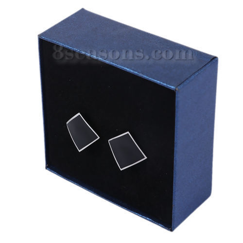 Immagine di 304 Acciaio Inossidabile Orecchini a Perno Tono Argento Nero Rombo Smalto 21mm x 12mm, Posta / Filo Dimensione: (21 misura), 1 Paio