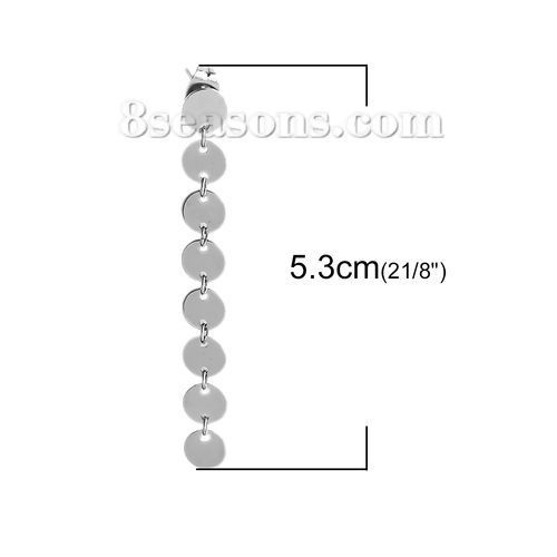 ステンレス鋼 イヤリング シルバートーン 円形 53mm、 ワイヤーサイズ: （21号）、 1 ペア の画像