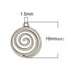 Picture of Zinc Based Alloy Charms Spiral Antique Silver Color Wave 19mm( 6/8") x 17mm( 5/8"), 20 PCs