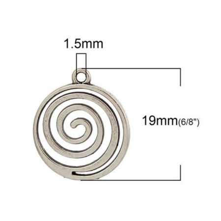 Zinc Based Alloy Charms Spiral Antique Silver Color Wave 19mm( 6/8") x 17mm( 5/8"), 20 PCs