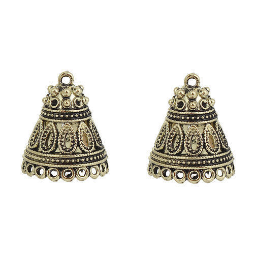 Bild von Zinklegierung Jhumka Jhumki Charms Bronzefarbe (für ss8 Spitzboden Strasssteine) 29mm x 25mm, 5 Stück