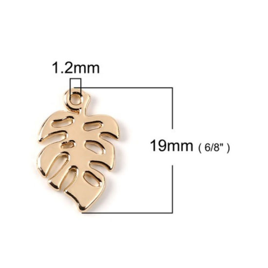 Picture of Zinc Based Alloy Charms Leaf Gold Plated 19mm( 6/8") x 13mm( 4/8"), 20 PCs