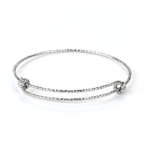 Bild von Edelstahl Erweiterbar Armband Zwei Verstellschnallen Silberfarbe Rund Elastisch 26cm lang, 1 Stück
