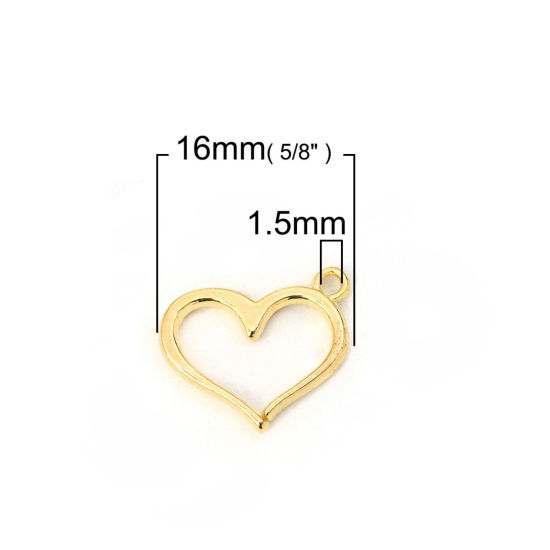 Immagine di Lega di Zinco Charms Cuore Oro Placcato 16mm x 13mm , 50 Pz
