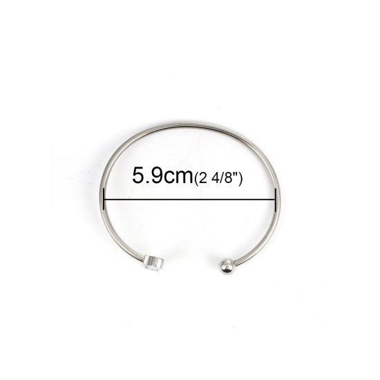 Immagine di 304 Acciaio Inossidabile Aprire Braccialetti Tono Argento Ragazza 16.5cm Lunghezza, 1 Pz