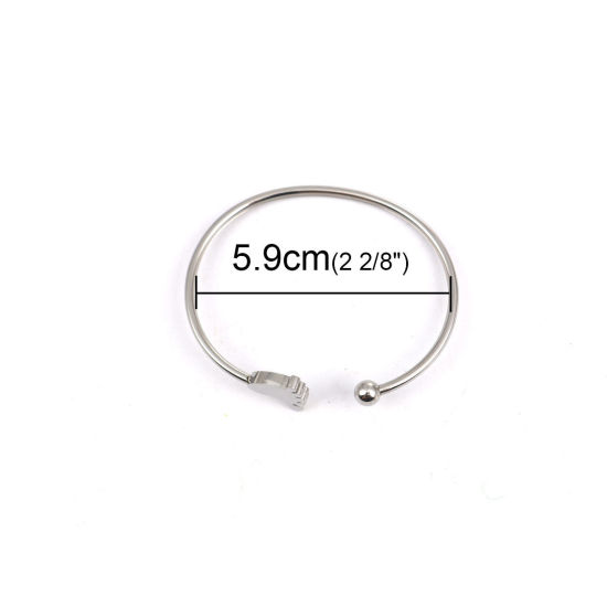 Bild von 304 Edelstahl Offen Manschette Armreife Armband Silberfarbe Fuß 17.5cm lang, 1 Stück