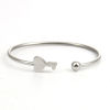 Bild von 304 Edelstahl Offen Manschette Armreife Armband Silberfarbe Schlüssel Herz 17.5cm lang, 1 Stück