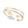Bild von 304 Edelstahl Offen Manschette Armreife Armband Silberfarbe Schlüssel Herz 17.5cm lang, 1 Stück