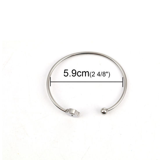 Immagine di 304 Acciaio Inossidabile Aprire Braccialetti Tono Argento Cuore Serratura 17cm Lunghezza, 1 Pz