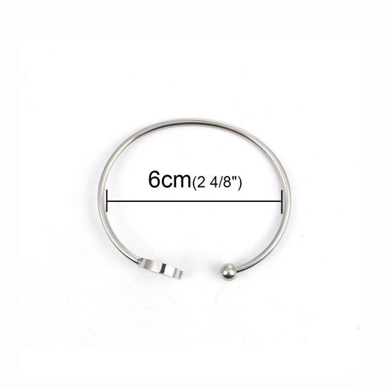 Immagine di 304 Acciaio Inossidabile Aprire Braccialetti Tono Argento Luna Stella 17.7cm Lunghezza, 1 Pz
