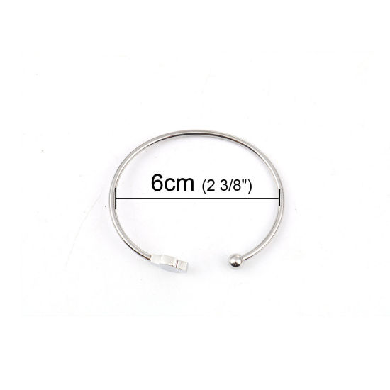 Immagine di 304 Acciaio Inossidabile Aprire Braccialetti Tono Argento Croce 17.5cm Lunghezza, 1 Pz