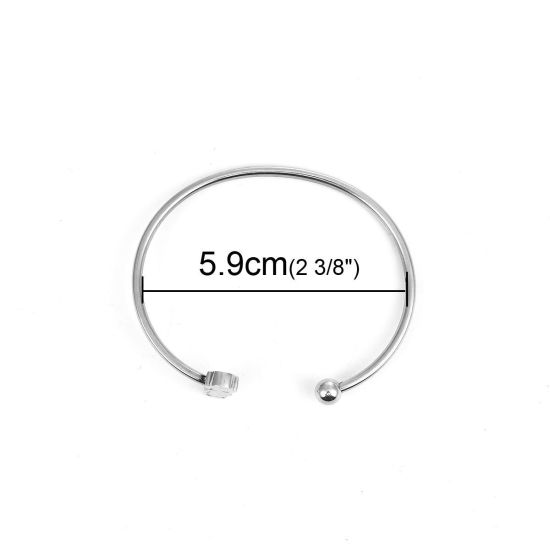 Imagen de 304 Acero Inoxidable Abierta Cuff Brazaletes Pulseras Tono de Plata Muchacha 16.9cm longitud, 1 Unidad