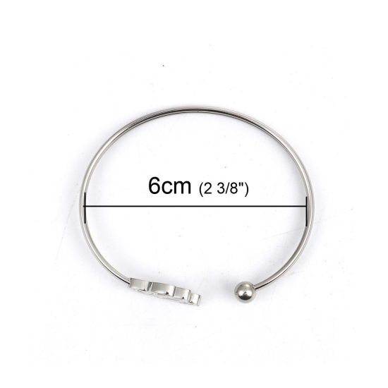 304ステンレス鋼 カフ バングル ブレスレット シルバートーン 不規則 18cm 長さ、 1 個 の画像