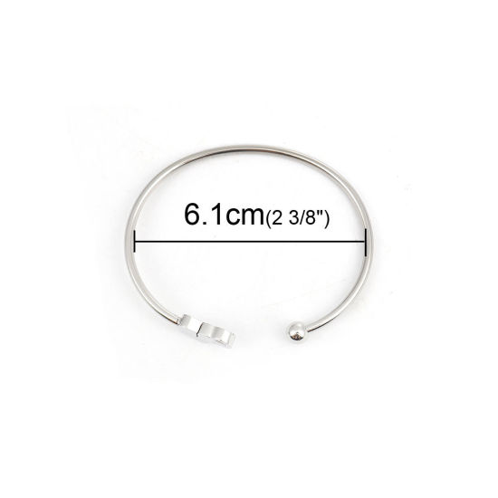 Immagine di 304 Acciaio Inossidabile Aprire Braccialetti Tono Argento Elefante 17.5cm Lunghezza, 1 Pz