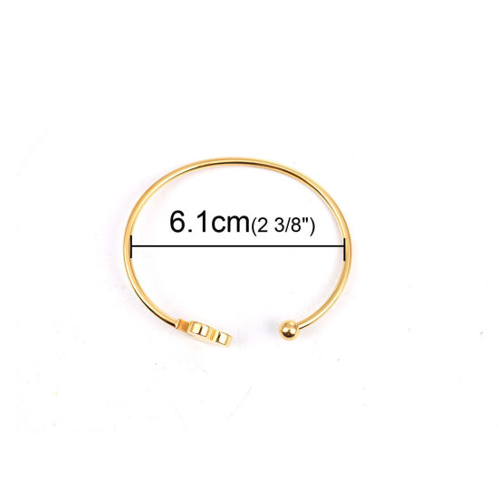 304ステンレス鋼 カフ バングル ブレスレット 金メッキ 梅 17.7cm 長さ、 1 個 の画像