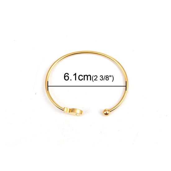 Imagen de 304 Acero Inoxidable Abierta Cuff Brazaletes Pulseras Chapado en Oro Pez 17.7cm longitud, 1 Unidad