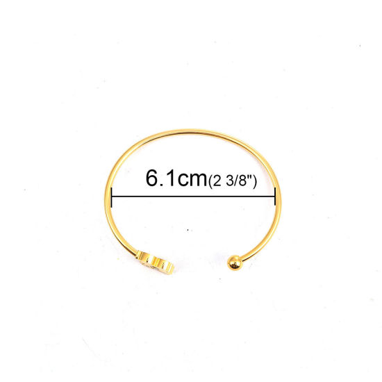 Imagen de 304 Acero Inoxidable Abierta Cuff Brazaletes Pulseras Chapado en Oro Muchacha 17.3cm longitud, 1 Unidad