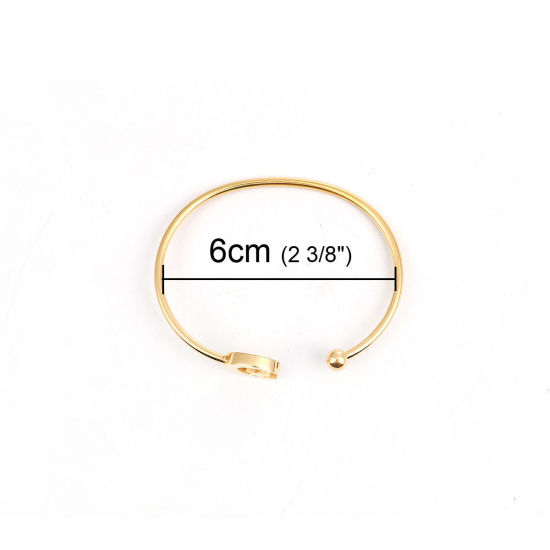 Изображение 304 Нержавеющая Сталь Полуоткрытый Браслет Позолоченный Луна половина Звезда 17.7см Длина, 1 ШТ