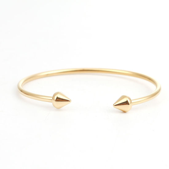 Picture of 304 Stainless Steel Open Cuff Bangles Bracelets Gold Plated Cone 17cm(6 6/8") long, 1 Piece