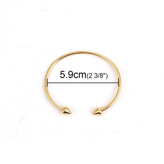 Picture of 304 Stainless Steel Open Cuff Bangles Bracelets Gold Plated Cone 17cm(6 6/8") long, 1 Piece