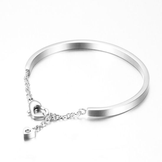 Immagine di 316L Acciaio inossidabile Braccialetto Tono Argento 6cm Dia, 1 Pz