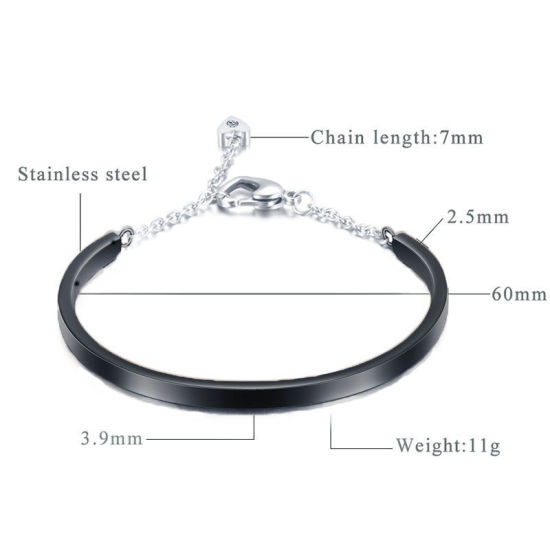 Immagine di 316L Acciaio inossidabile Braccialetto Nero 6cm Dia, 1 Pz