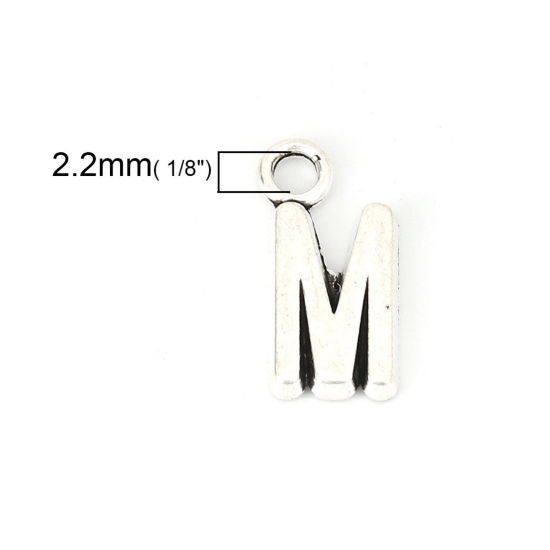 Image de Breloques en Alliage de Zinc Lettre Mixte Argent Vieilli Gravé Mots " A-Z " 16mm x 5mm - 16mm x11mm, 1 Kit ( 26 Pcs/Kit)