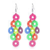 Imagen de Acero Inoxidable Pendientes Multicolor Ronda Sol Color Plateado 7.5cm x 2.7cm, 1 Par