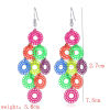 Imagen de Acero Inoxidable Pendientes Multicolor Ronda Sol Color Plateado 7.5cm x 2.7cm, 1 Par