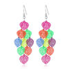 Imagen de Acero Inoxidable Pendientes Multicolor Corazón Hoja Color Plateado 7.5cm x 2.6cm, 1 Par