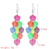 Imagen de Acero Inoxidable Pendientes Multicolor Corazón Hoja Color Plateado 7.5cm x 2.6cm, 1 Par