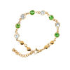 Picture of 304 Stainless Steel Bracelets Gold Plated Green Rhinestone 16.6cm(6 4/8") long, 1 Piece