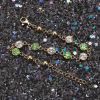 Picture of 304 Stainless Steel Bracelets Gold Plated Green Rhinestone 16.6cm(6 4/8") long, 1 Piece