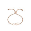 Imagen de 304 Acero Inoxidable Ajustable Slider/ Slide Pulsera Oro Rosa Símbolo del infinito Corazón 26.3cm - 25.3cm longitud, 1 Unidad
