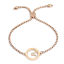 Picture of 304 Stainless Steel Adjustable Slider/ Slide Bolo Bracelets Rose Gold Clock Clear Rhinestone 26.3cm(10 3/8") long - 25.3cm(10") long, 1 Piece