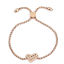 Picture of 304 Stainless Steel Adjustable Slider/ Slide Bolo Bracelets Rose Gold Heart Filigree 23.6cm(9 2/8") long, 1 Piece