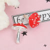 Picture of Zinc Based Alloy 3D Charms Mushroom Silver Plated Red Enamel 17mm x 11mm, 5 PCs