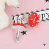 Picture of Zinc Based Alloy 3D Charms Mushroom Silver Plated Red Enamel 17mm x 11mm, 5 PCs