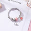 Imagen de Aleación del Cinc & Acero Inoxidable Brazalete Tono de Plata Rosado Ronda Luna Transparente Rhinestone Ajustable 5cm Diámetro, 1 Unidad