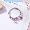 Imagen de Aleación del Cinc & Acero Inoxidable Brazalete Tono de Plata Púrpura Ronda Luna Transparente Rhinestone Ajustable 5cm Diámetro, 1 Unidad