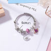 Imagen de Aleación del Cinc & Acero Inoxidable Brazalete Tono de Plata Púrpura Ronda Luna Transparente Rhinestone Ajustable 5cm Diámetro, 1 Unidad