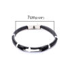 Picture of 304 Stainless Steel & Real Leather Bangles Bracelets Silver Tone Black Round Cross Multilayer 21cm(8 2/8") long, 1 Piece