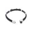 Picture of 304 Stainless Steel & Real Leather Bangles Bracelets Silver Tone Black Round Cross Multilayer 21cm(8 2/8") long, 1 Piece
