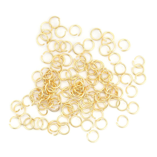 Picture of 1000 PCs 5mm Dia., 0.6mm(23 gauge) 304 Stainless Steel Open Jump Rings Findings For Jewelry Making Gold Plated Round