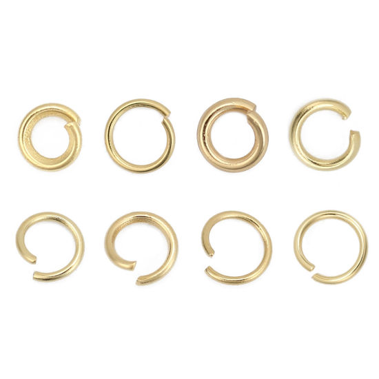 Picture of 1000 PCs 5mm Dia., 0.6mm(23 gauge) 304 Stainless Steel Open Jump Rings Findings For Jewelry Making Gold Plated Round