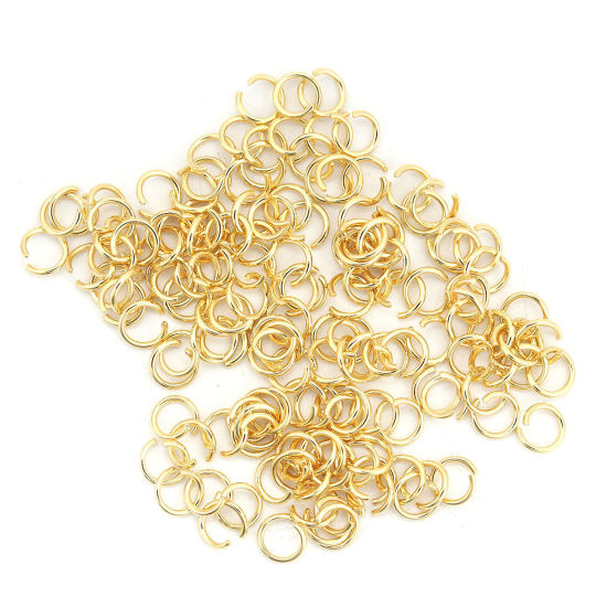 Picture of 1000 PCs 5mm Dia., 0.7mm(21 gauge) 304 Stainless Steel Open Jump Rings Findings For Jewelry Making Gold Plated Round